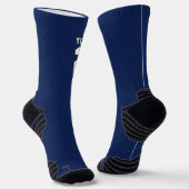 スポーツチーム番号ネイビーブルーホワイトバスケットボール ソックス (傾斜あり)