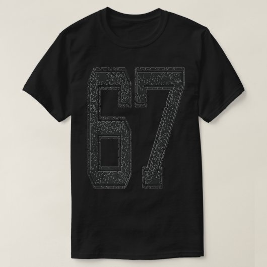 スポーツチーム番号67年1967真夜中ブラック923 Tシャツ (デザイン正面)