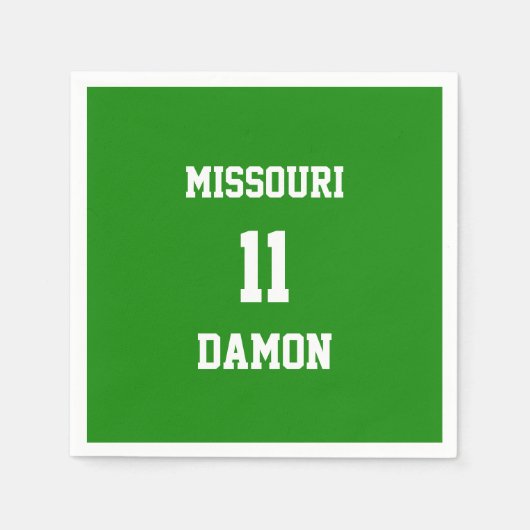 スポーツチーム自分のインディアグリーン紙ナプキンス スタンダードカクテルナプキン (正面)