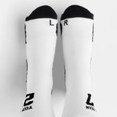 スポーツチーム ホワイト ブラック ヴァーシティ バスケットボール ソックス (上部)