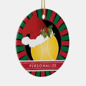 スポーツテニスクリスマスサンタハット セラミックオーナメント (右)