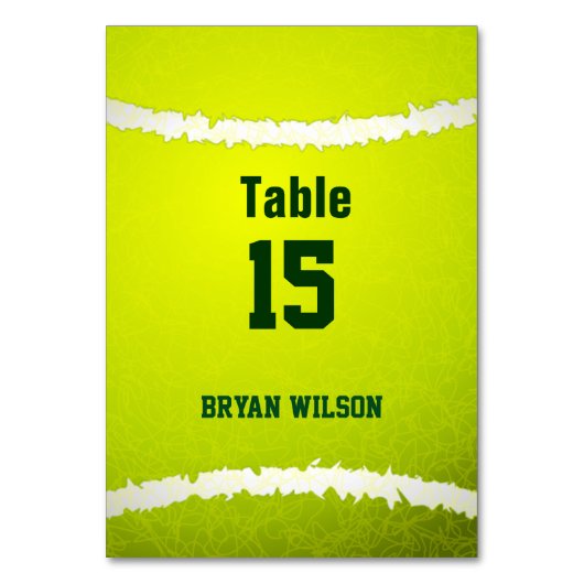 スポーツテニステーマパーソナライズされたテーブル番号 テーブルナンバー (正面)