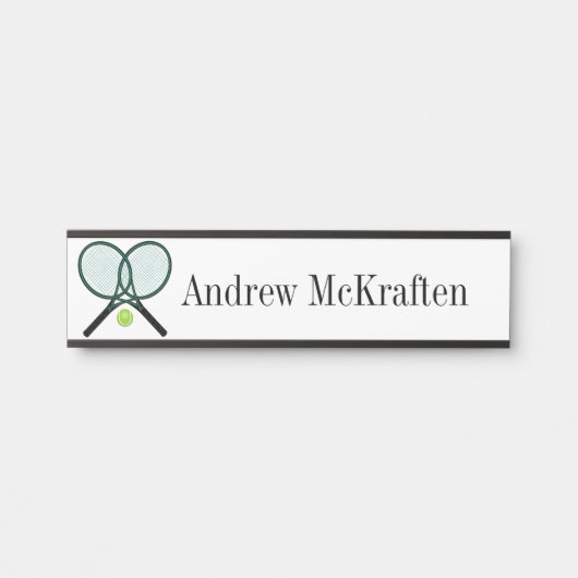 スポーツテニスラケット/ぶら下がったボールズドアシンボルや象徴 サインプレート (正面)