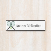 スポーツテニスラケット/ぶら下がったボールズドアシンボルや象徴 サインプレート (正面)