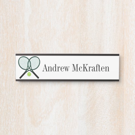 スポーツテニスラケット/ぶら下がったボールズドアシンボルや象徴 サインプレート (正面)