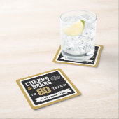 スポーツテーマのビールと乾杯の誕生日パーティー スクエアペーパーコースター (インサイチュ)