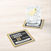 スポーツテーマのビールと乾杯の誕生日パーティー スクエアペーパーコースター (インサイチュ)