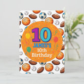 スポーツテーマの10歳の誕生日招待状 招待状 (スタンド正面)
