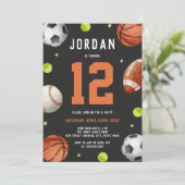 スポーツテーマオレンジグレーバースデーパーティー 招待状 (スタンド正面)