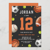 スポーツテーマオレンジグレーバースデーパーティー 招待状 (正面/裏面)