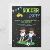 スポーツテーマキッズサッカー誕生日パーティー 招待状 (正面)