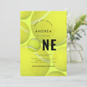 スポーツテーマキッズフォトテニス1歳パーティー 招待状 (スタンド正面)