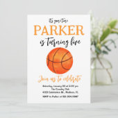 スポーツテーマゲームバスケットボールホワイト誕生日 招待状 (スタンド正面)