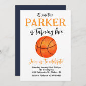 スポーツテーマゲームバスケットボールホワイト誕生日 招待状 (正面/裏面)