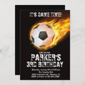 スポーツテーマゲーム火災サッカー誕生日 招待状 (正面/裏面)