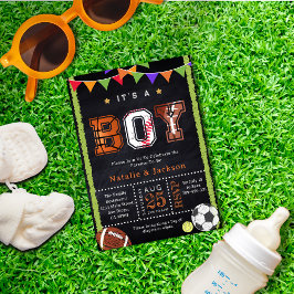 スポーツテーマシャルボード男の赤ちゃんシャワー招待状 招待状