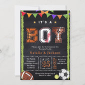 スポーツテーマシャルボード男の赤ちゃんシャワー招待状 招待状 (正面)