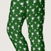 スポーツテーマトロフィー星形のパターン緑 レギンス