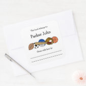 スポーツテーマベビーシャワー蔵書票の名前 スクエアシール (封筒)