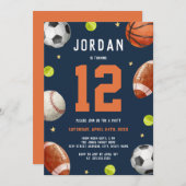 スポーツテーマボーイズバースデーパーティー 招待状 (正面/裏面)