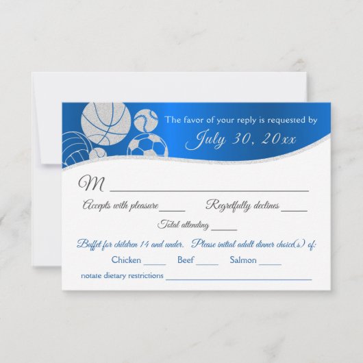 スポーツテーマレスポンスカードとディナーチョイス 出欠カード (正面)