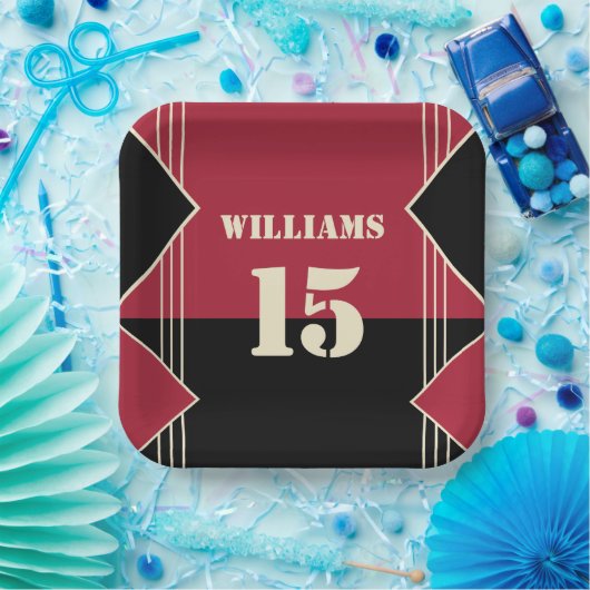 スポーツテーマ紙プレート（名前と番号） ペーパープレート (パーティー)