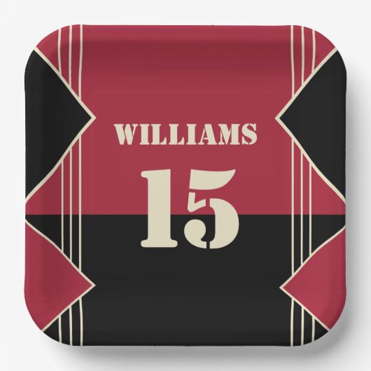 スポーツテーマ紙プレート（名前と番号） ペーパープレート (正面)