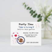 スポーツテーマ誕生日パーティーの招待 招待状 (スタンド正面)