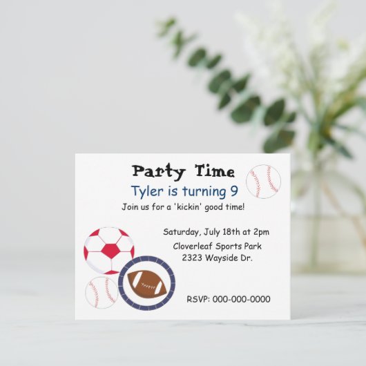 スポーツテーマ誕生日パーティーの招待 招待状 (スタンド正面)