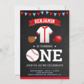 スポーツテーマ野球選手1歳パーティー 招待状 (正面)