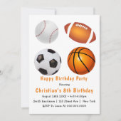 スポーツテーマ8thバースデーパーティ招待状 (正面)