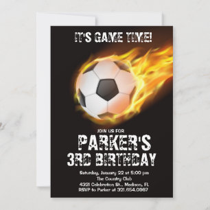 スポーツテーマ ゲーム ファイヤー サッカー 誕生日 招待状