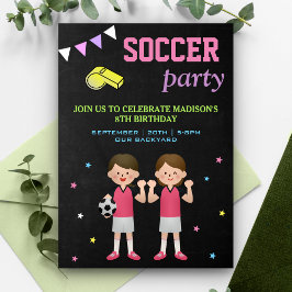 スポーツテーマ 女子サッカー 誕生日パーティー 招待状