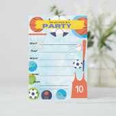 スポーツテーマ、誕生日パーティーの招待 招待状 (スタンド正面)