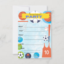 スポーツテーマ、誕生日パーティーの招待