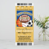 スポーツテーマ（青/黄）パーティーベビーシャワー 招待状 (スタンド正面)