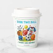 スポーツテーマ「Born 2 Ball」男の子の2歳の誕生日パーティー 紙コップ (裏面)