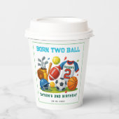 スポーツテーマ「Born 2 Ball」男の子の2歳の誕生日パーティー 紙コップ (正面)