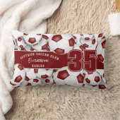 スポーツデコギフトたくさんのサッカーボールのマルーン ランバークッション (ブランケット)