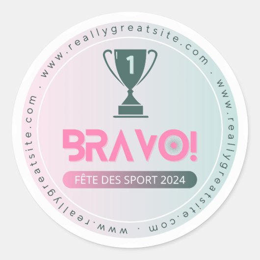 スポーツデーの優勝者チャンピオンラベル ラウンドシール (正面)