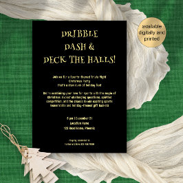 スポーツトリビアテーマ金ゴールドブラッククリスマスパーティー 招待状