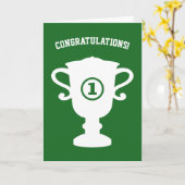 スポーツトロフィー付きグリーティングカードおめでとう カード (黄色い花)