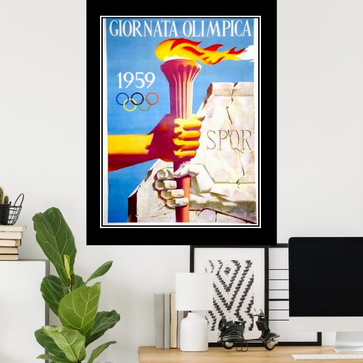 スポーツトーチヴィンテージポスター ポスター (ホームオフィス)