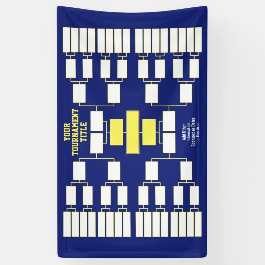 スポーツトーナメントブラケットブルーイエロー – 32チーム 横断幕 (縦)
