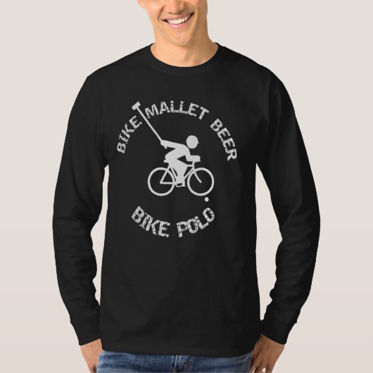 スポーツバイクポロおもしろいバイクマレットビール Tシャツ (正面)