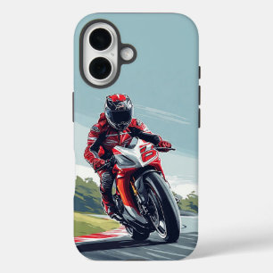 🏍️ スポーツバイクライダー 海沿いの道 iPhone 16ケース