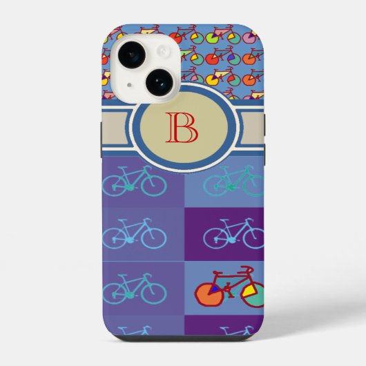 スポーツバイク模様モノグラム iPhoneケース (裏面)