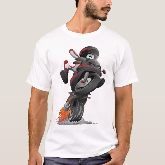 スポーツバイク用のモーターサイクルアニメイラストレーション Tシャツ (正面)