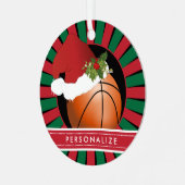 スポーツバスケットボールクリスマスサンタハット2 メタルオーナメント (正面左)