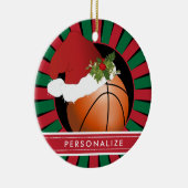 スポーツバスケットボールクリスマスサンタハット セラミックオーナメント (右)